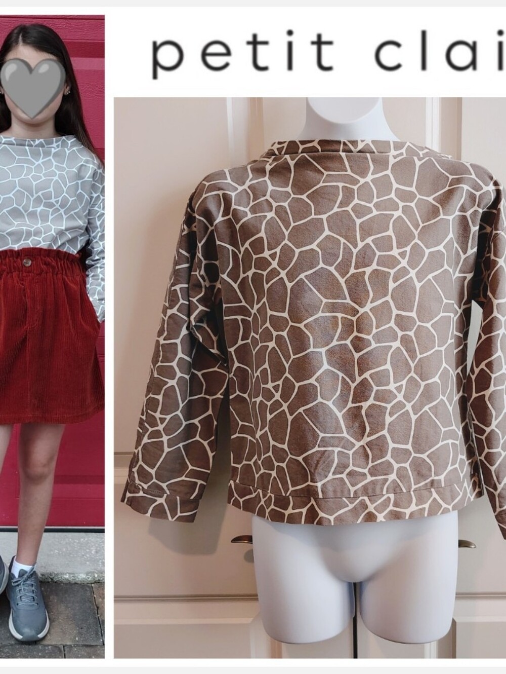 Petit Clair Gray Animal Print Blouse (Boutique Brand)